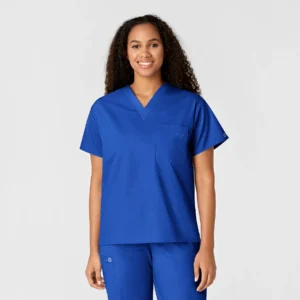 WonderWink V-neck Top, Unisex, Royal Blue