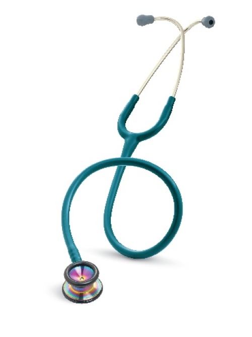 2153 3M Littmann Classic II Pediatric Stethoscope, Caribbean Blue and Rainbow (28")