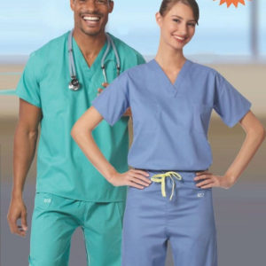 Set-in Sleeve Scrub Shirt, Unisex, Ceil Blue, 6796-embroidery