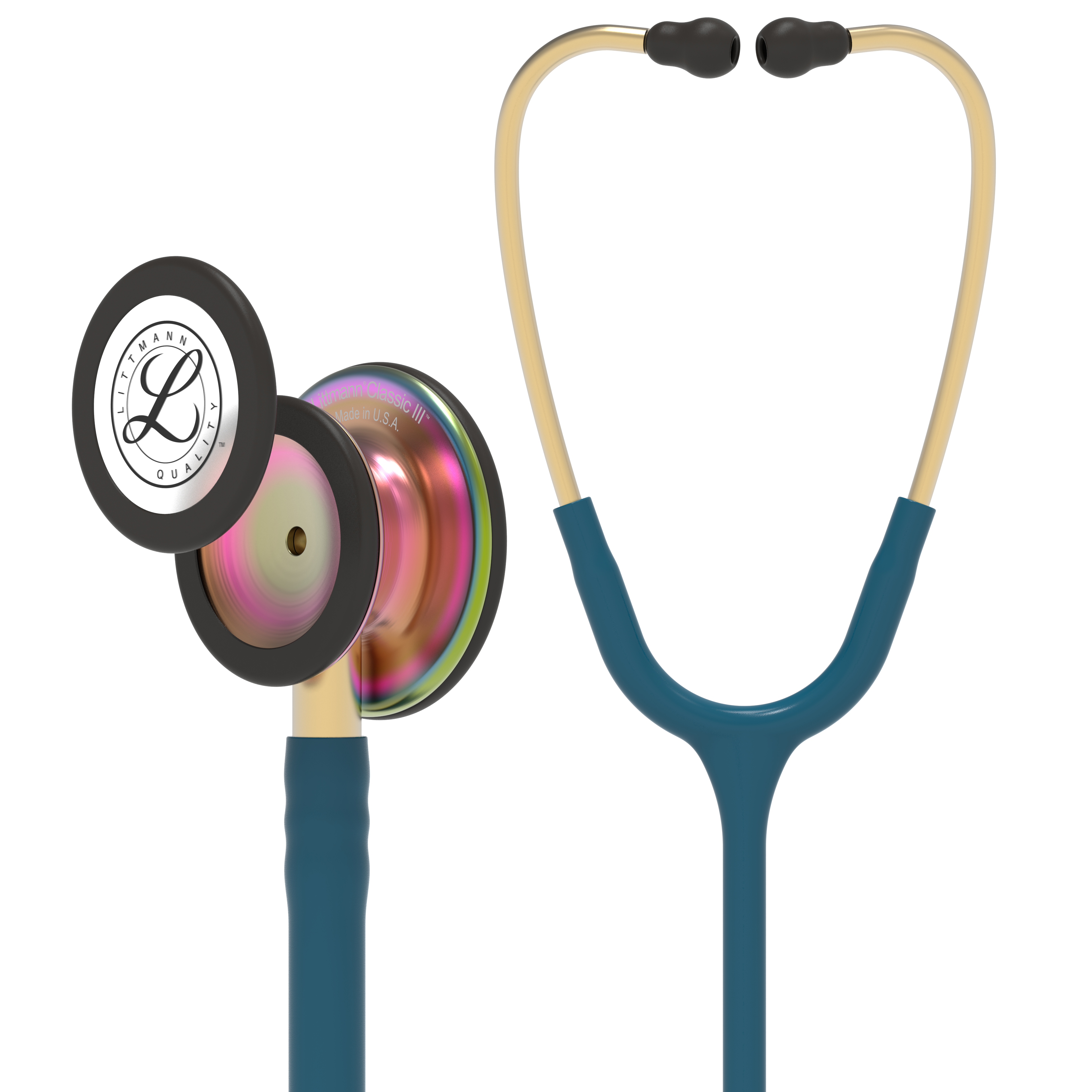5807 3M Littmann Classic III Monitoring Stethoscope, Caribbean Blue and Rainbow (27")