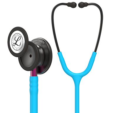 5872 3M Littmann Classic III Monitoring Stethoscope, Turquoise and Smoke w/Pink Stem (27")