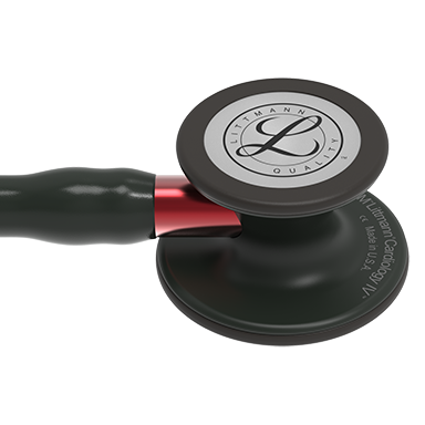 6200 3M Littmann Cardiology IV Diagnostic Stethoscope, Black and Black w/Red Stem (27″) - Image 2