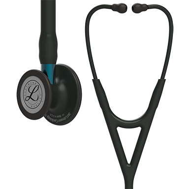 6201 3M Littmann Cardiology IV Diagnostic Stethoscope, Black and Black w/Blue Stem (27″)
