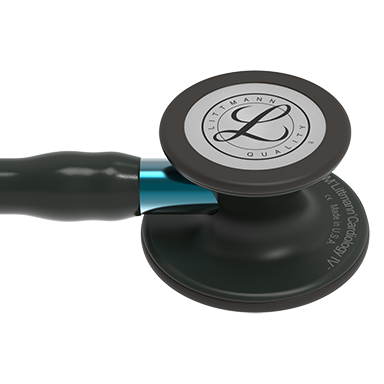 6201 3M Littmann Cardiology IV Diagnostic Stethoscope, Black and Black w/Blue Stem (27″) - Image 4