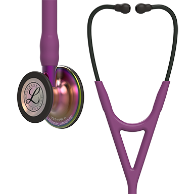 6205 3M Littmann Cardiology IV Diagnostic Stethoscope, Plum and Rainbow-Finish w/Violet Stem (27″)