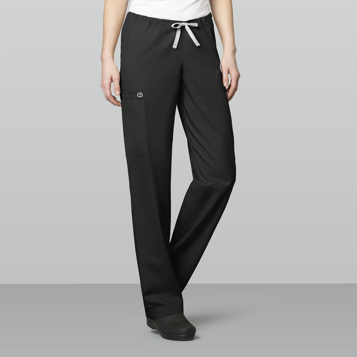 WonderWink Drawstring Cargo Pant, Unisex, Black, 500A-Black