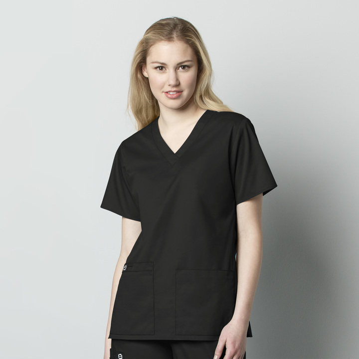 WonderWink V-neck Top, Women's, Black, 101A-Blk