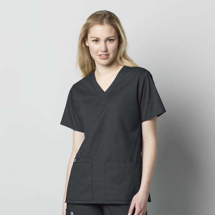 WonderWink V-neck Top, Women's, Pewter, 101A-Pewter