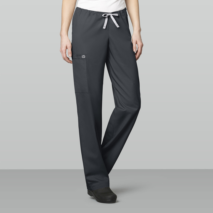 WonderWink Drawstring Cargo Pant, Unisex, Pewter (Petite), 500S-Pewter
