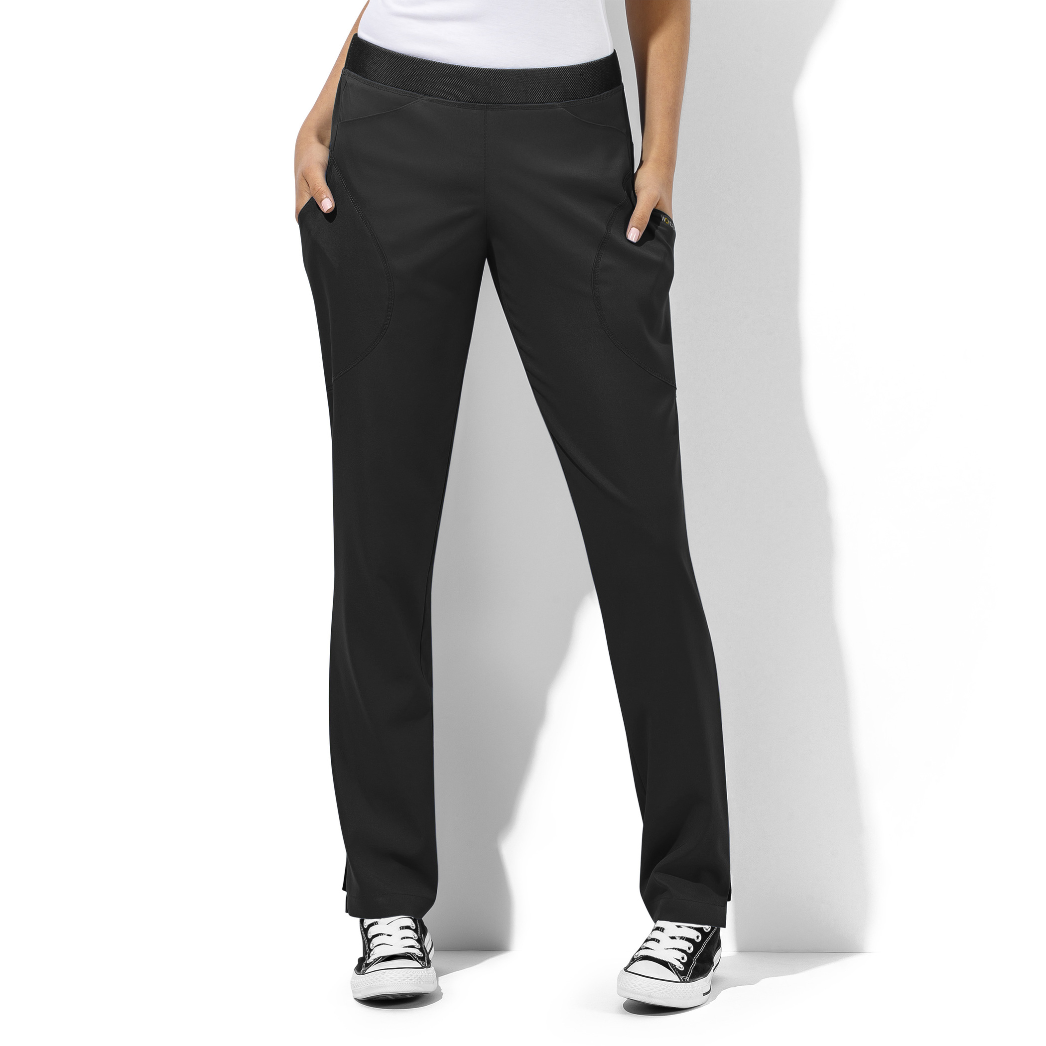 WonderWink WonderTECH Six Pocket Straight Leg Pant, Women's, Black, 5113A-Black