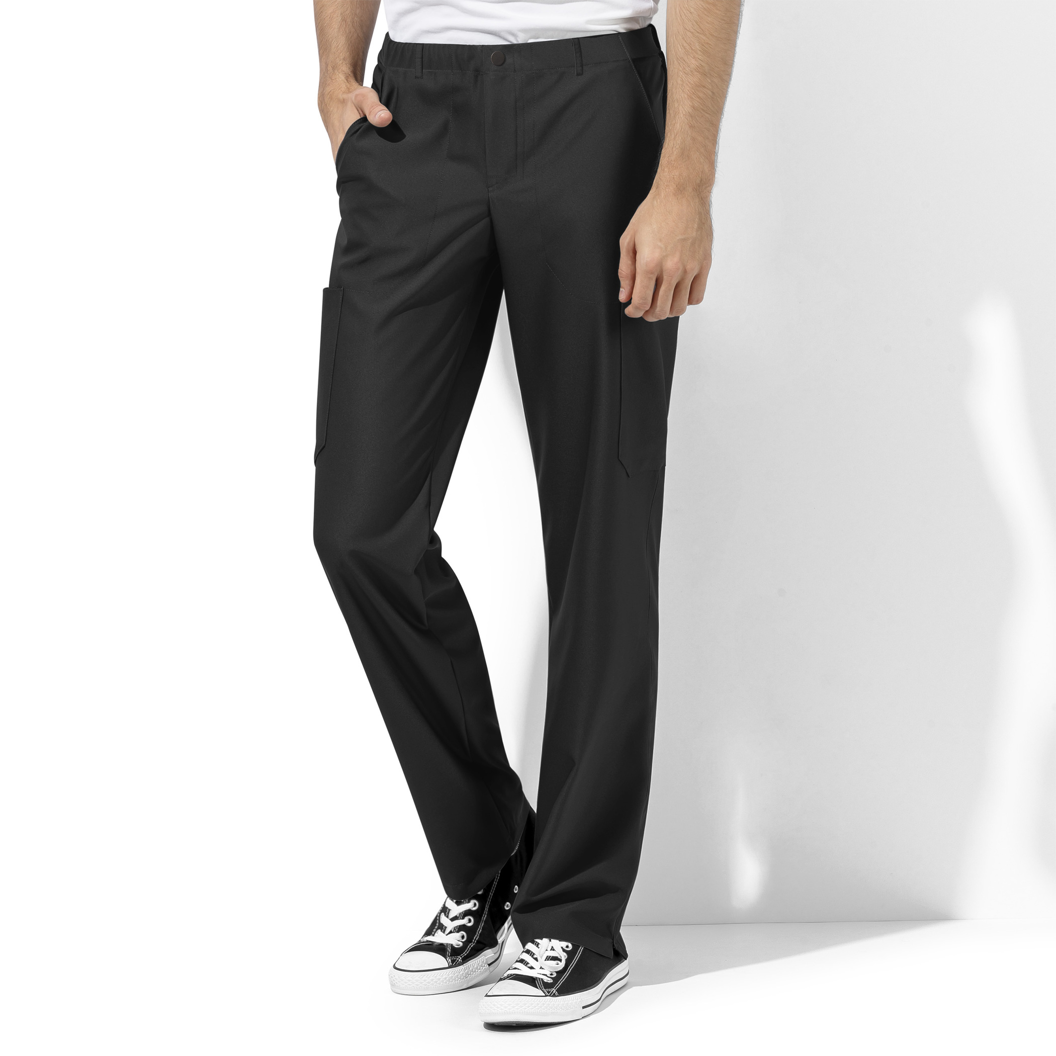 WonderWink WonderTECH Straight Leg Pant, Men's, Black (Tall), 5213T-Black