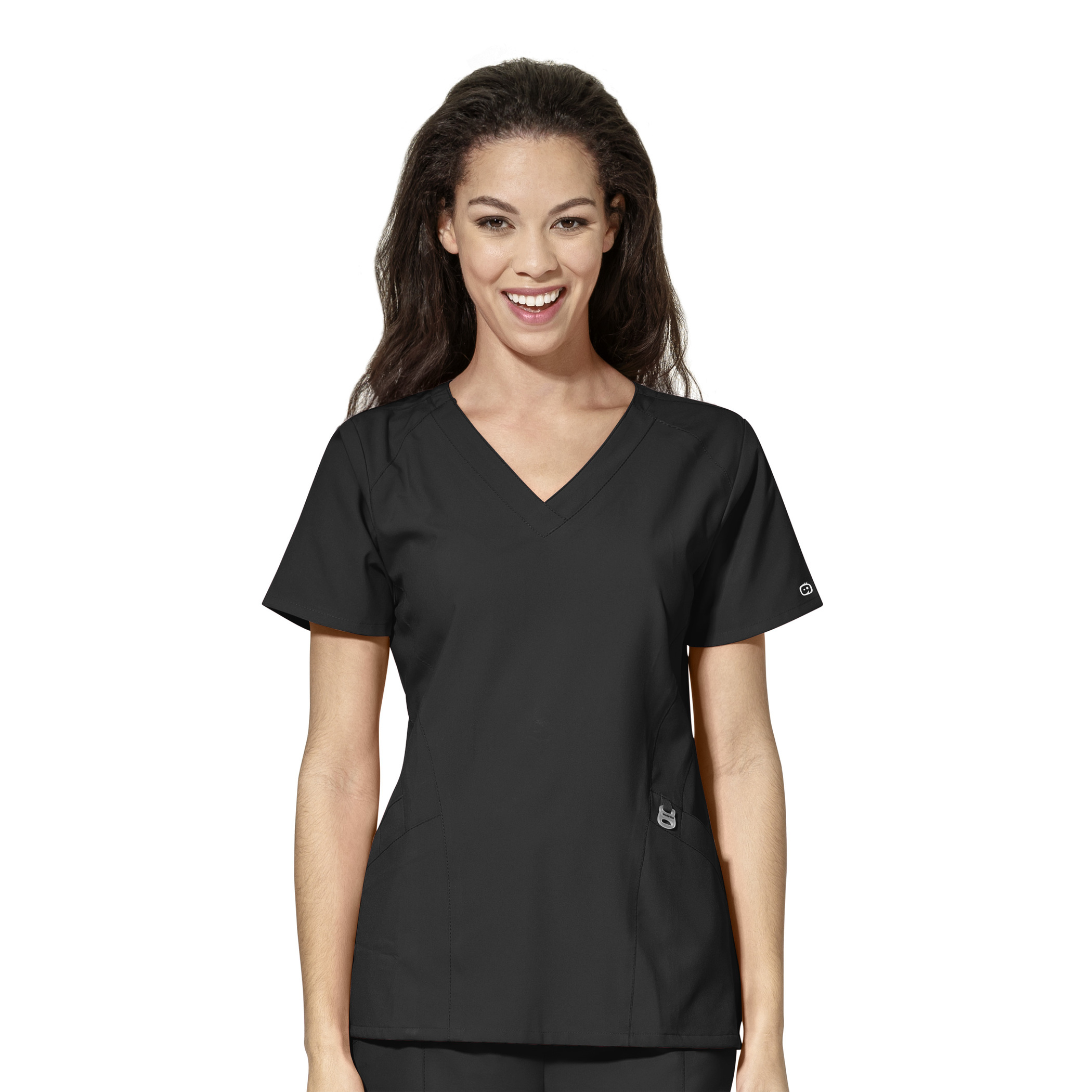 WonderWink Stylized Stylized V-Neck Top, Women's, Black, 6155A-Black