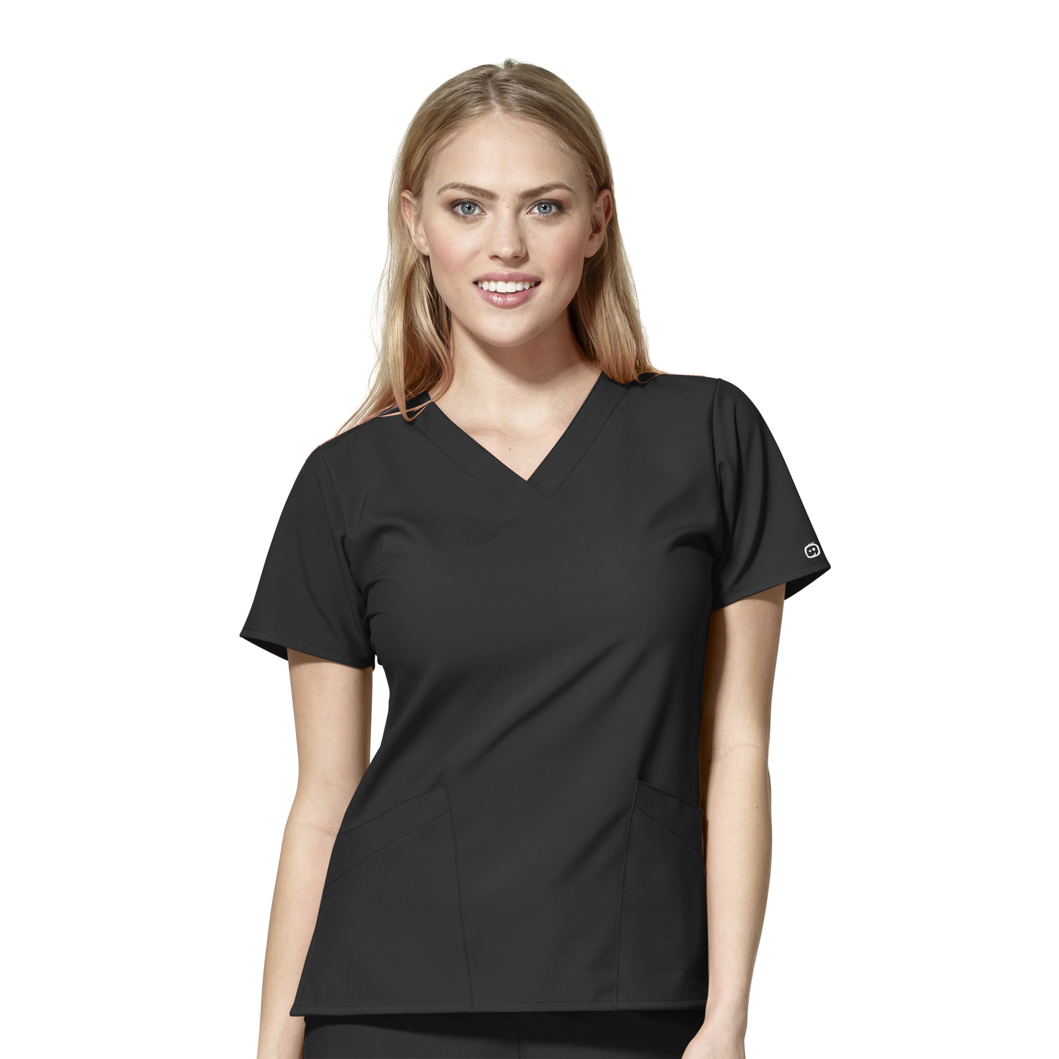 WonderWink Basic V-Neck Top, Women's, Black, 6255A-Black