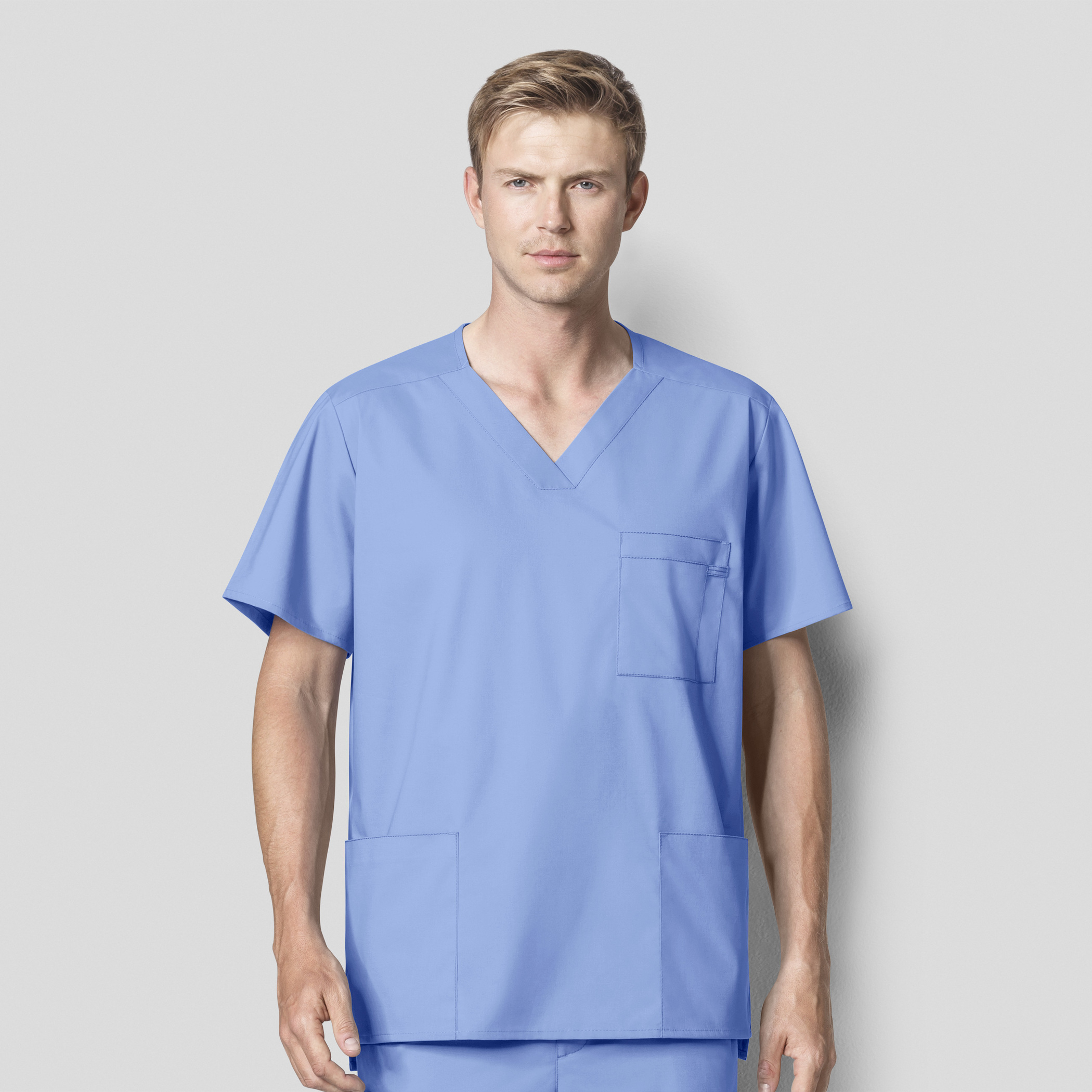 WonderWink V-neck Top, Men's, Ceil Blue