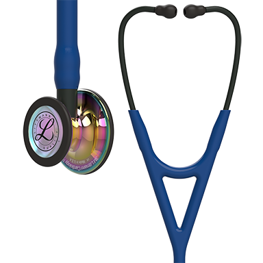 6242 3M Littmann Cardiology IV Diagnostic Stethoscope, Navy Blue and High-Polish Rainbow e w/Black Stem (27")