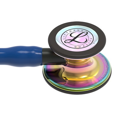 6242 3M Littmann Cardiology IV Diagnostic Stethoscope, Navy Blue and High-Polish Rainbow e w/Black Stem (27") - Image 3