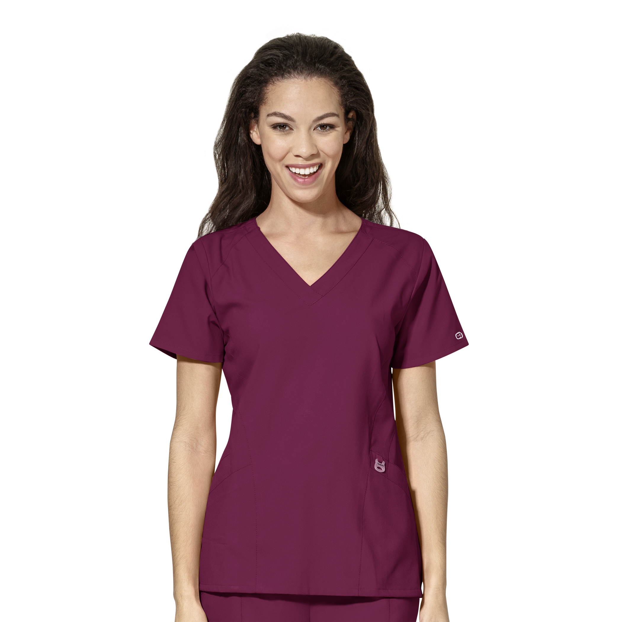 WonderWink Stylized V-Neck Top, Women's, Wine
