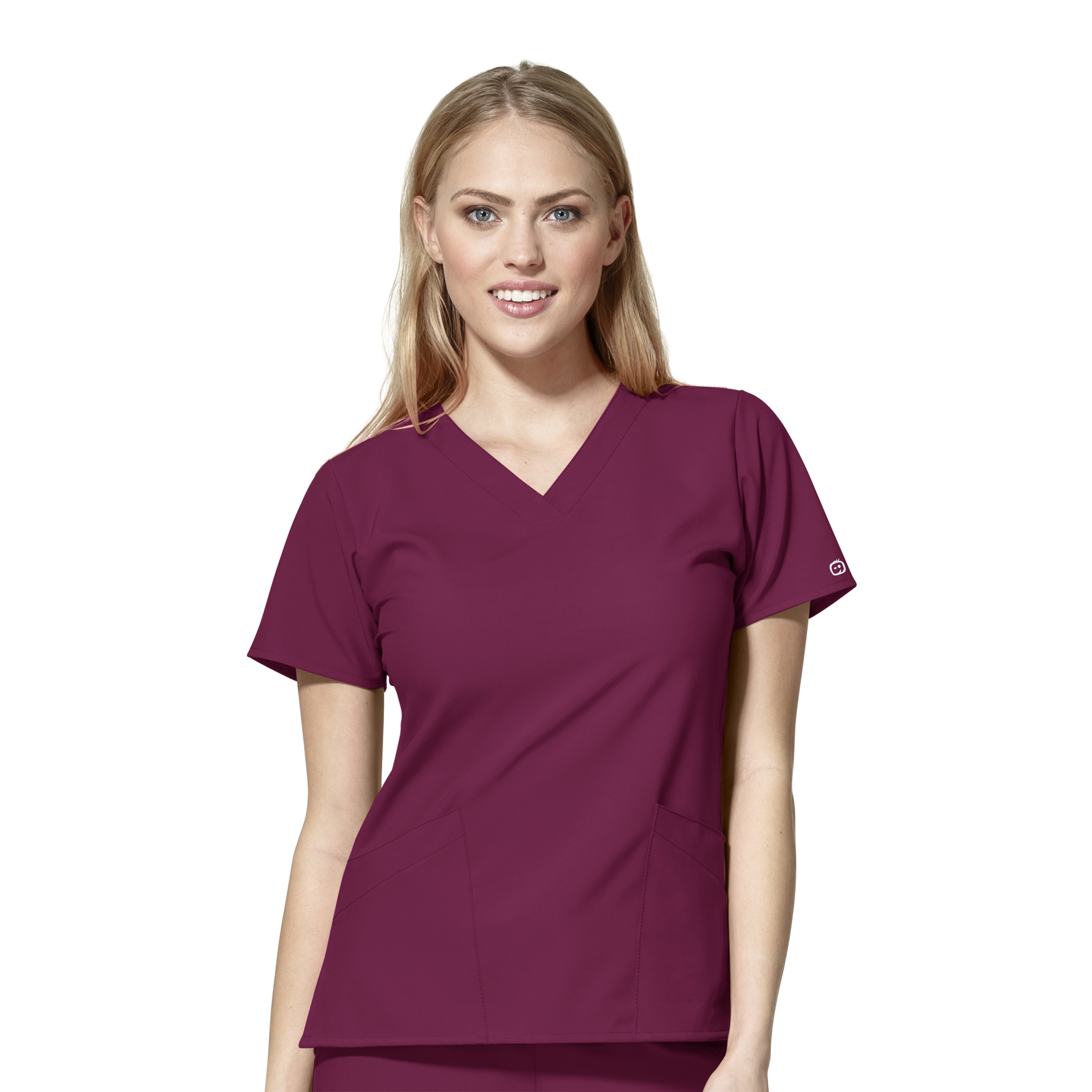 WonderWink Basic V-Neck Top, Women's, Wine