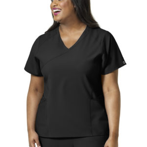 WonderWink Mock Wrap Top, Women's, Black