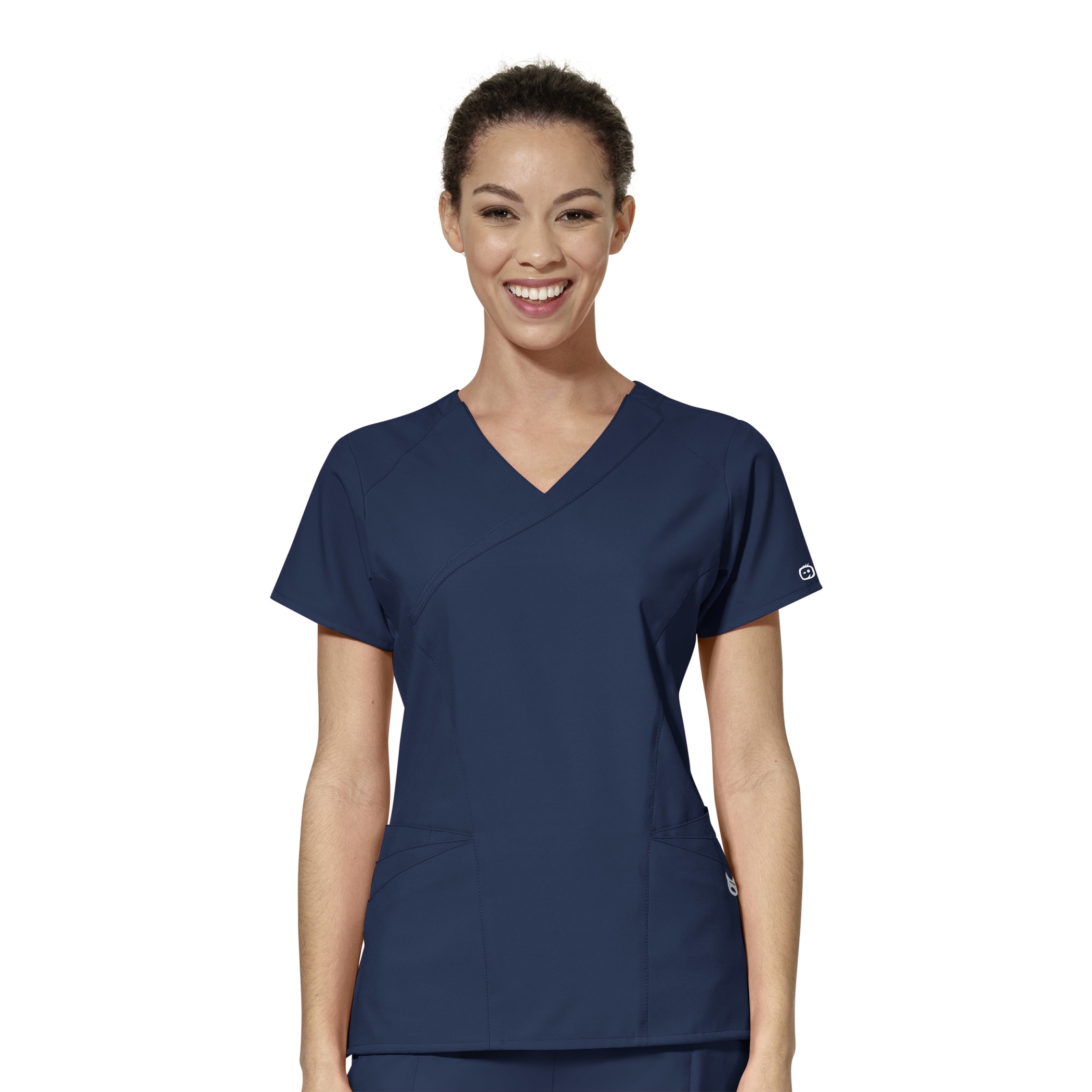 WonderWink Mock Wrap Top, Women's, Navy