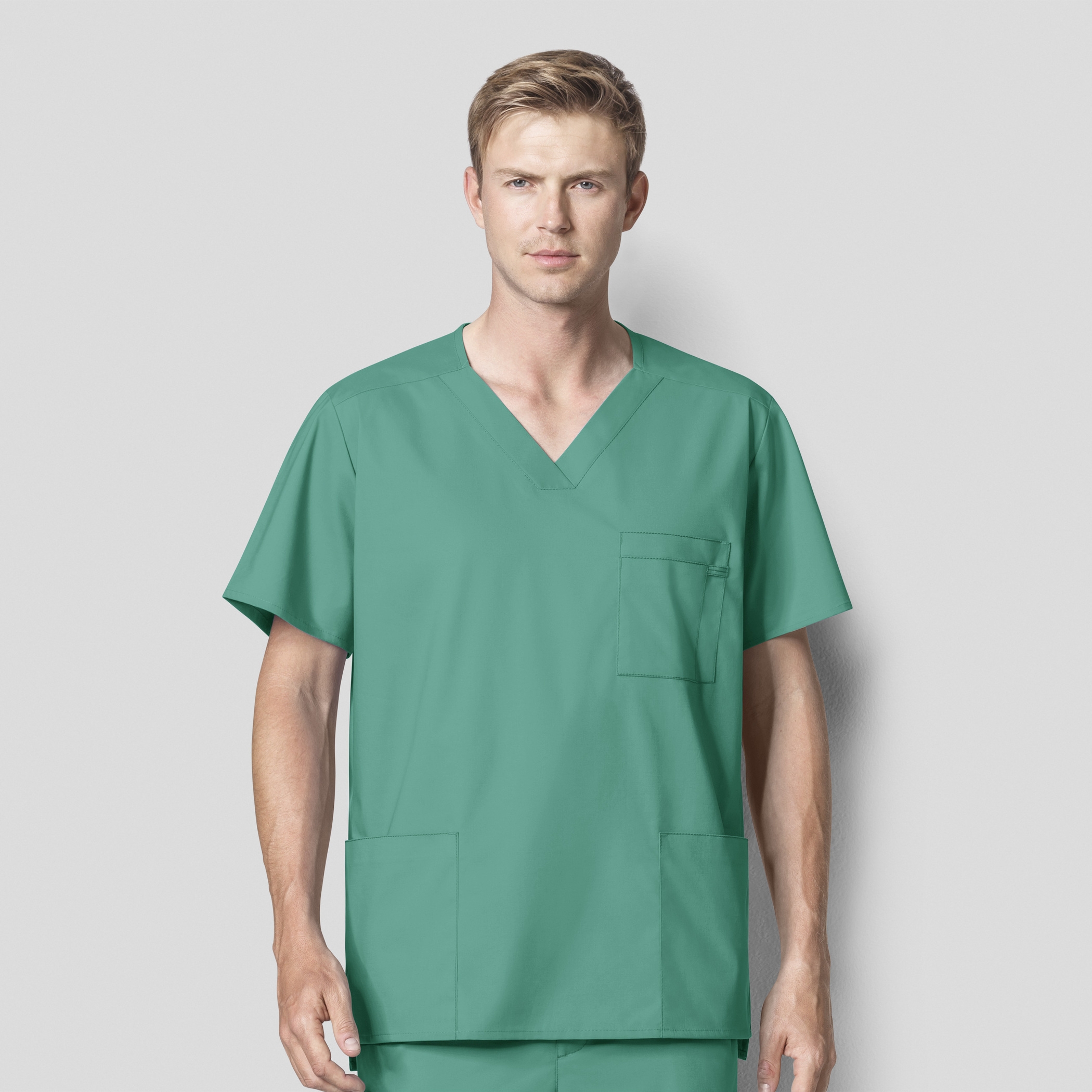 WonderWink V-neck Top, Men's, Surgical Green