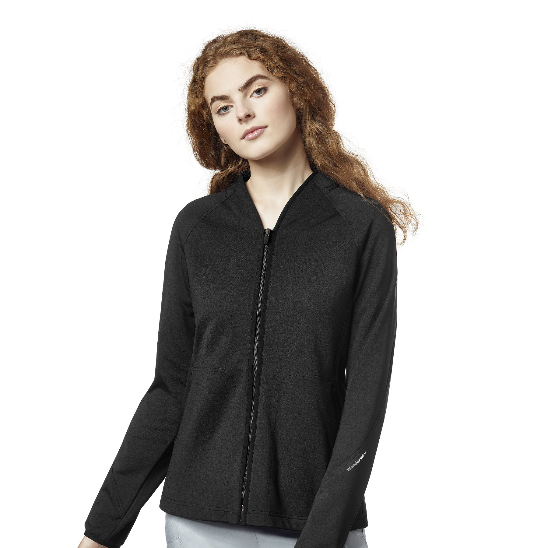 WonderWink Fleece Full Zip Jacket, Black