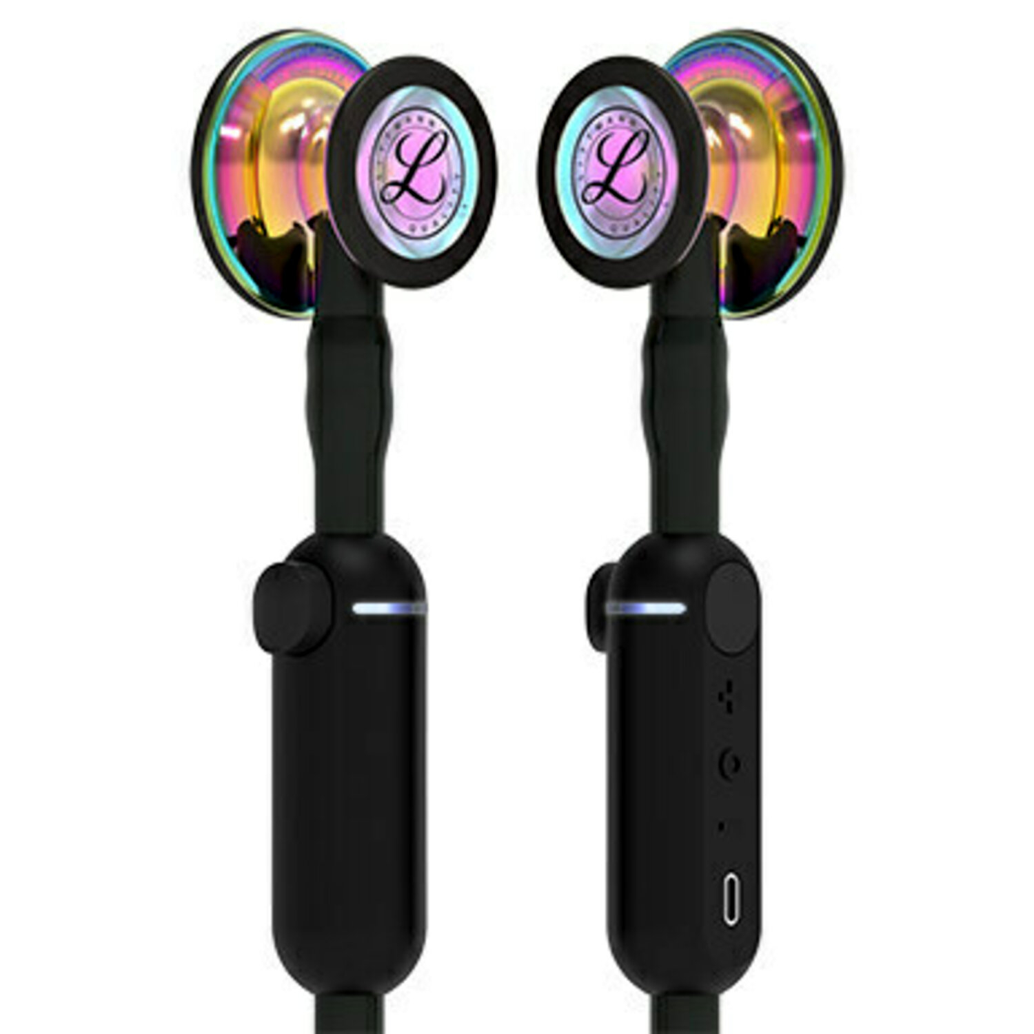8570-UMASS 3M Littmann CORE Digital Stethoscope, Black and High Polish Rainbow (27") - Image 5