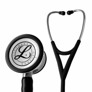 6177C 3M Littmann Cardiology IV Diagnostic Stethoscope, Black and Mirror Satin Finish (27″)