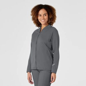 WonderWink Fleece Full Zip Jacket (Pewter), 8209-Pewter