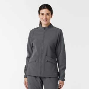 Women's SoftShell Scrub Jacket (Pewter), 8509-Pewter-MercyPA