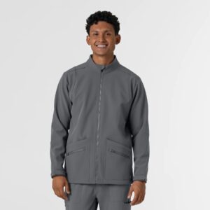 Men's SoftShell Scrub Jacket (Pewter), 8609-Pewter-MercyPA